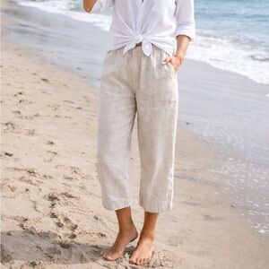 J Jill 100% Linen Cropped Pants Women’s MP Beach Coastal Resortwear